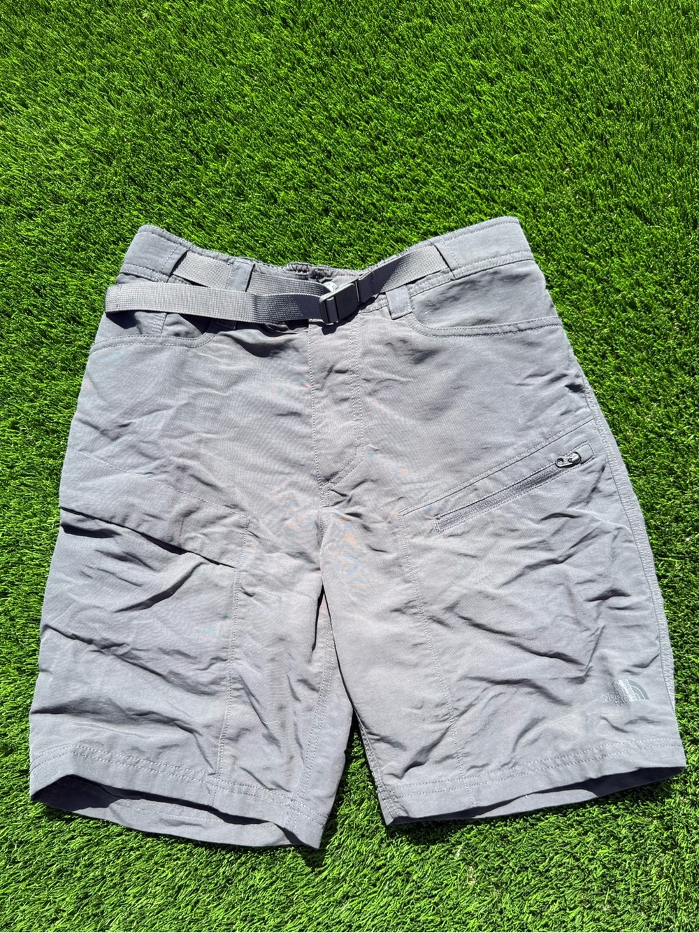 The North Face Men's Light Gray Hybrid Outdoor hiking trail Shorts built in belt